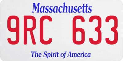 MA license plate 9RC633