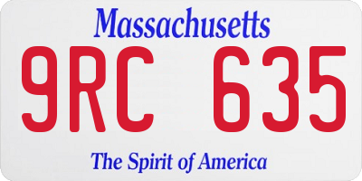 MA license plate 9RC635