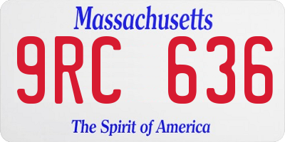 MA license plate 9RC636