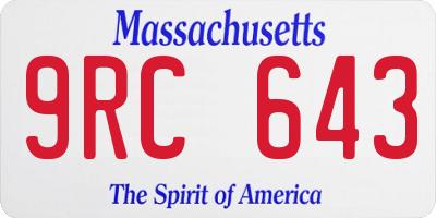 MA license plate 9RC643