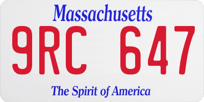MA license plate 9RC647