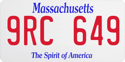 MA license plate 9RC649