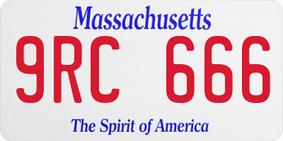MA license plate 9RC666