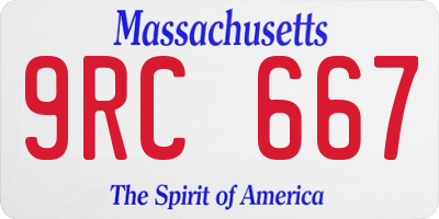 MA license plate 9RC667