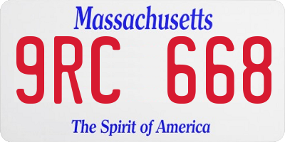 MA license plate 9RC668