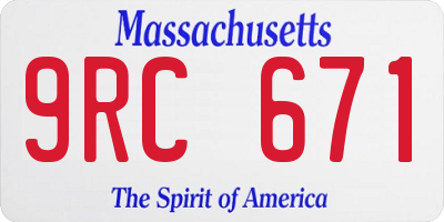 MA license plate 9RC671