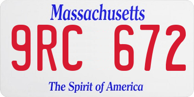 MA license plate 9RC672