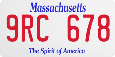 MA license plate 9RC678