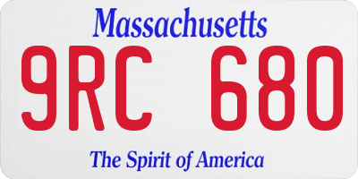 MA license plate 9RC680
