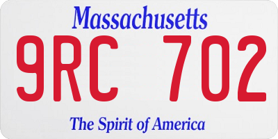 MA license plate 9RC702