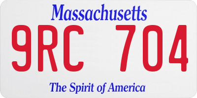 MA license plate 9RC704