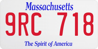 MA license plate 9RC718