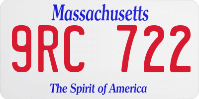 MA license plate 9RC722