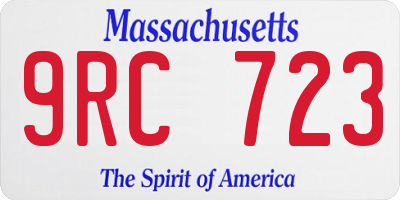 MA license plate 9RC723