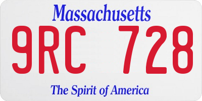 MA license plate 9RC728