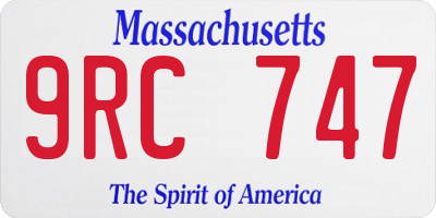 MA license plate 9RC747