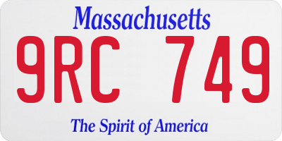 MA license plate 9RC749