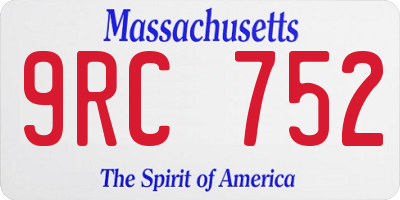 MA license plate 9RC752