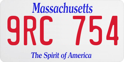 MA license plate 9RC754