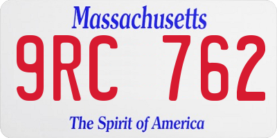 MA license plate 9RC762
