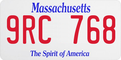 MA license plate 9RC768