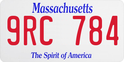 MA license plate 9RC784