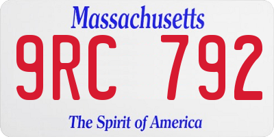 MA license plate 9RC792