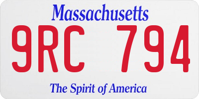 MA license plate 9RC794