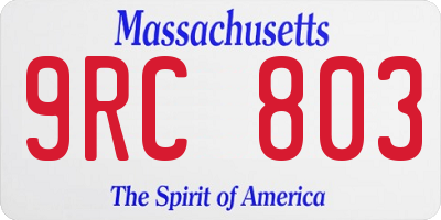 MA license plate 9RC803