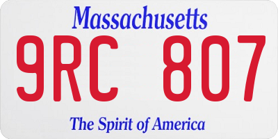 MA license plate 9RC807