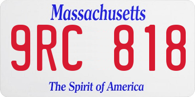 MA license plate 9RC818