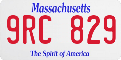 MA license plate 9RC829