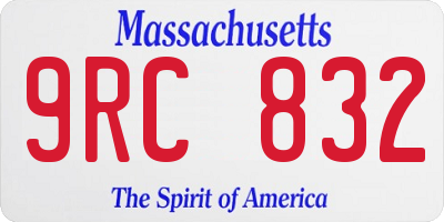 MA license plate 9RC832