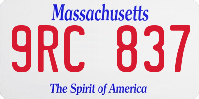 MA license plate 9RC837