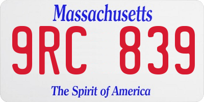 MA license plate 9RC839