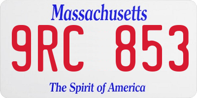 MA license plate 9RC853