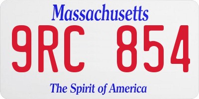 MA license plate 9RC854