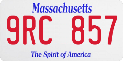 MA license plate 9RC857