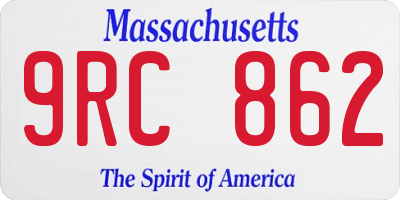 MA license plate 9RC862