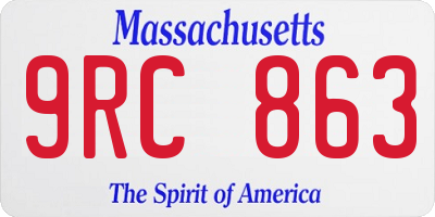 MA license plate 9RC863