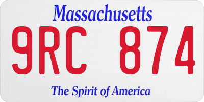 MA license plate 9RC874