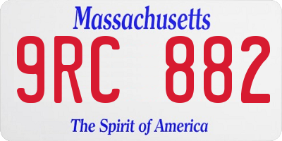MA license plate 9RC882