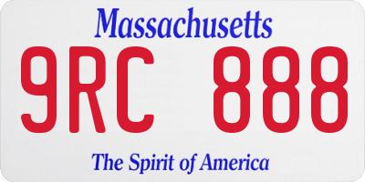 MA license plate 9RC888