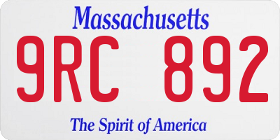 MA license plate 9RC892