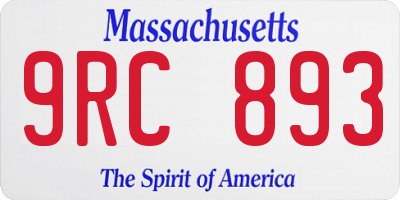 MA license plate 9RC893
