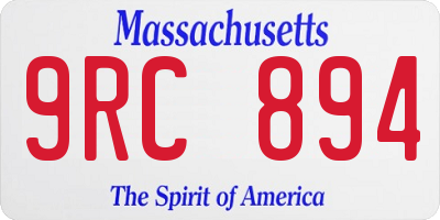 MA license plate 9RC894