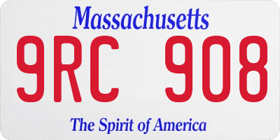 MA license plate 9RC908