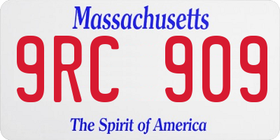 MA license plate 9RC909