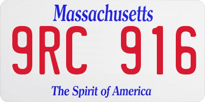 MA license plate 9RC916