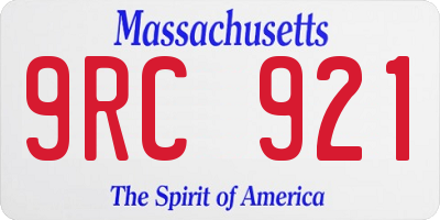 MA license plate 9RC921